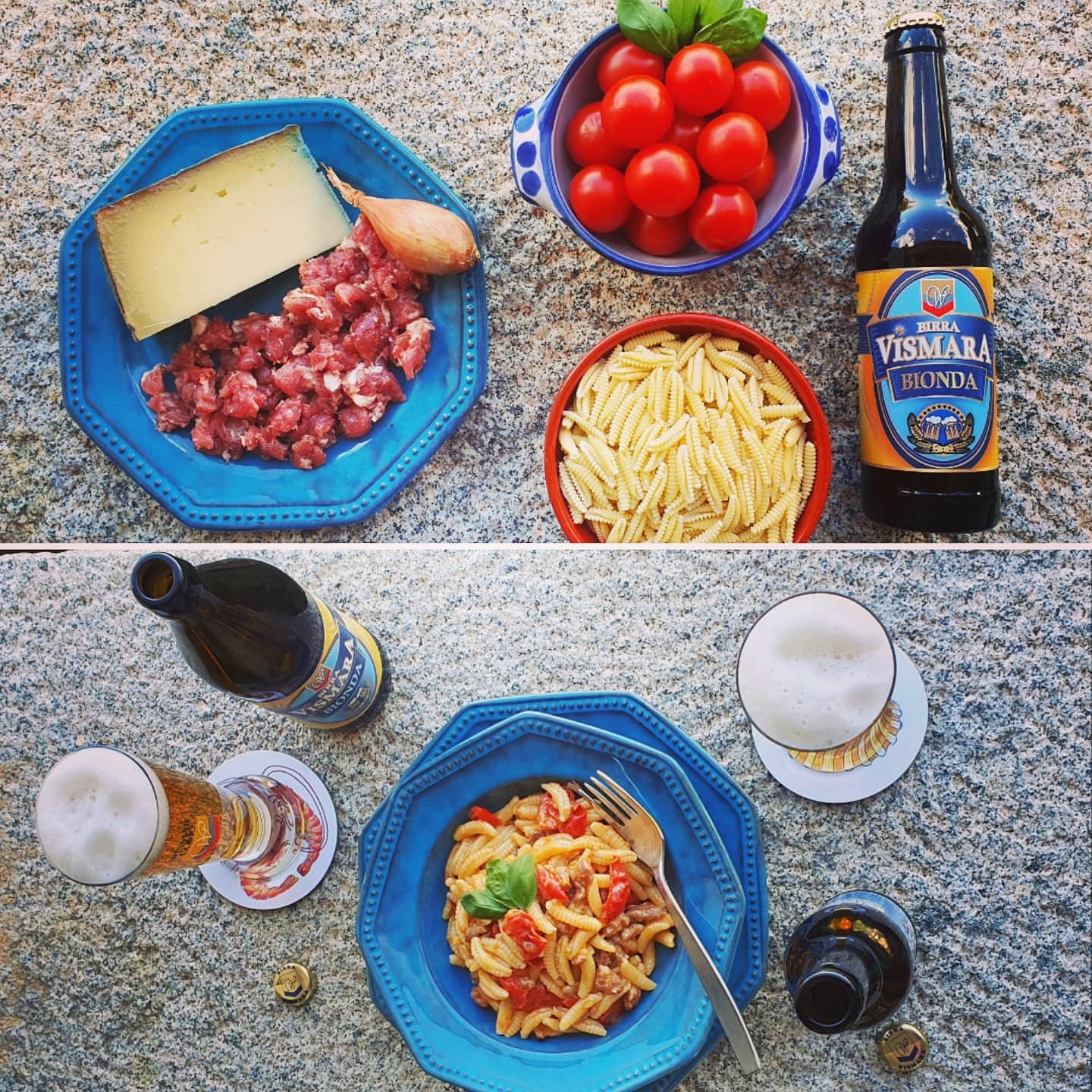 MALLOREDDUS CON SALSICCIA, POMODORINI, PECORINO E BIRRA BIONDA VISMARA